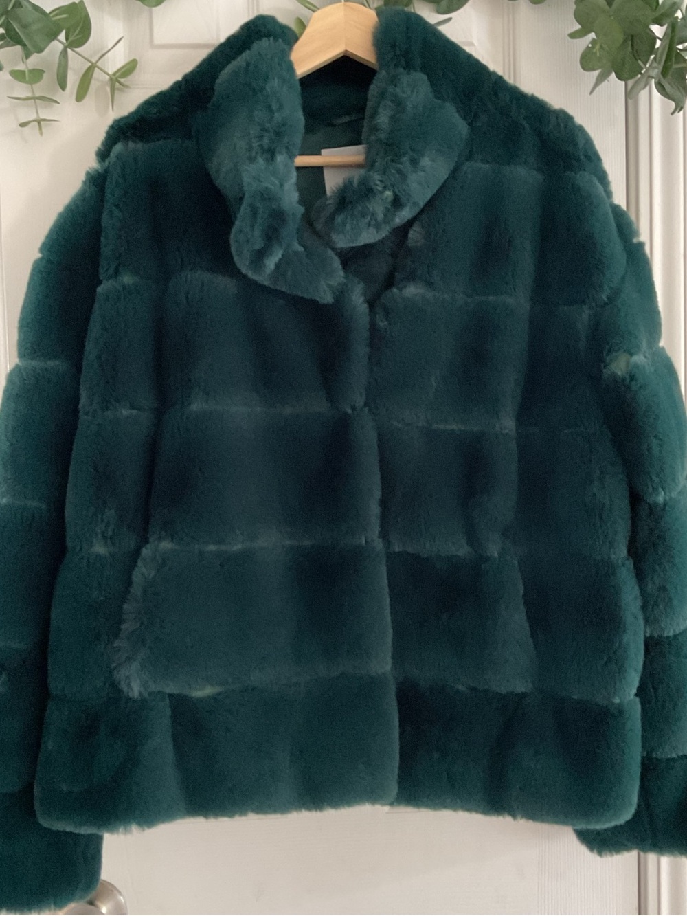 NVLT Deep Green Plush Faux Fur Jacket - Picture 3 of 7